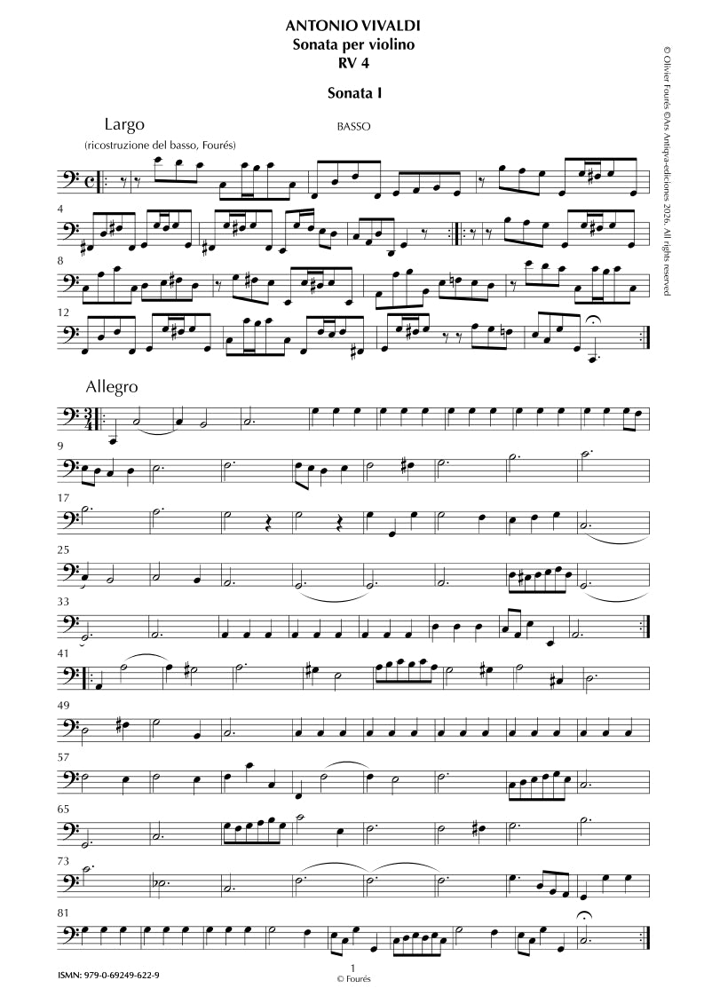 RV 4 Sonata di Graz per Violino e Basso in Do maggiore