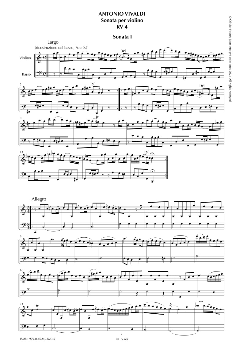 RV 4 Sonata di Graz per Violino e Basso in Do maggiore