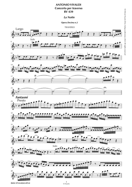 RV 439 Concerto per Traverso in sol minore -LA NOTTE- Opera decima n.II