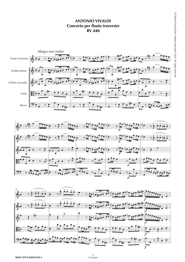 RV 440 Concerto per Flauto Traversier in la minore
