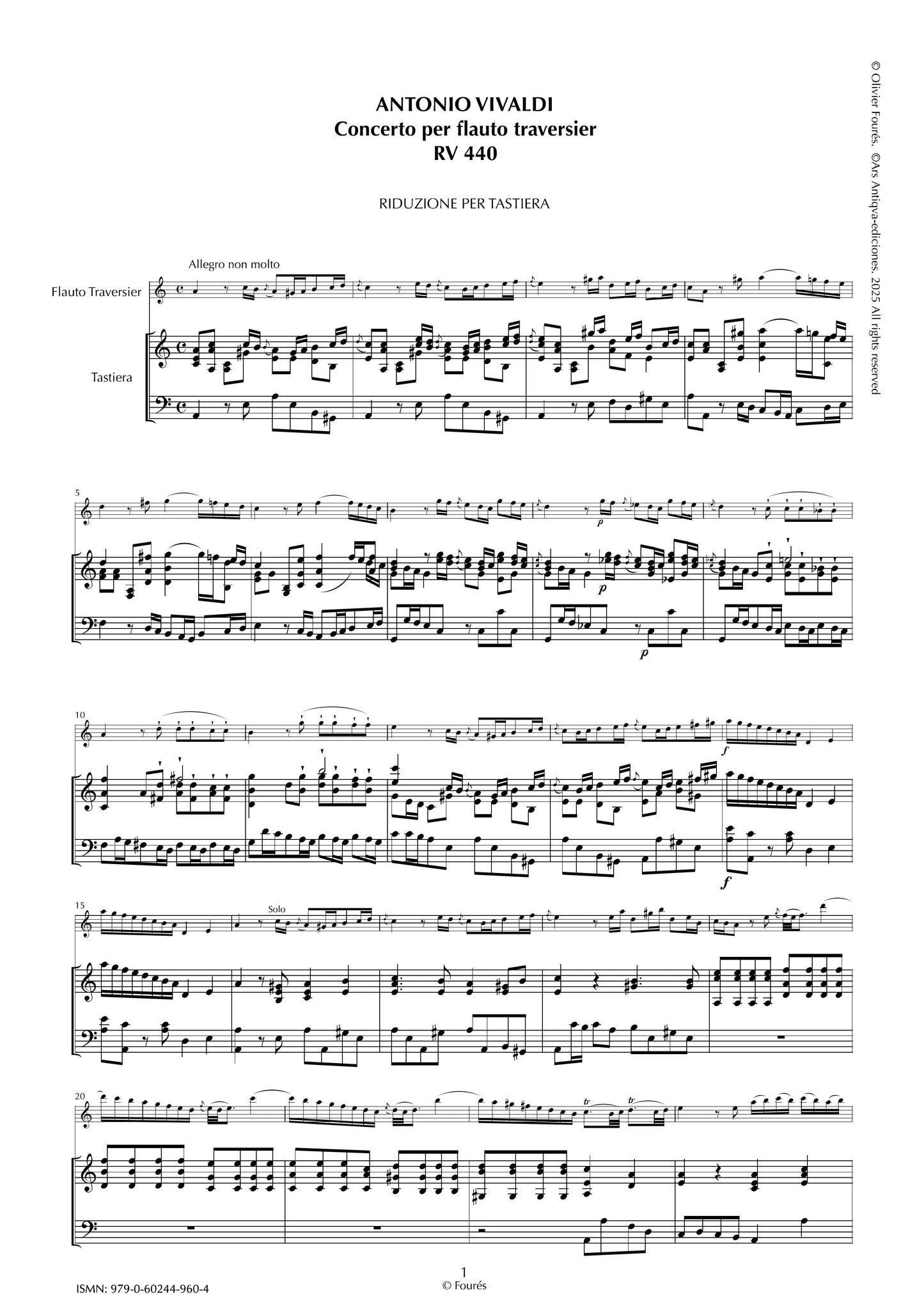 RV 440 Concerto per Flauto Traversier in la minore