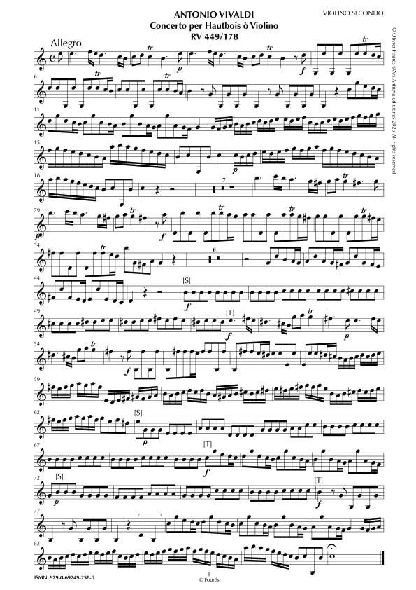 RV 449 / RV 178 Concerto per Hautbois ò Violino in Do maggiore "Il Cimento dell´Armonia e dell´Invenzione" opera ottava N.XII