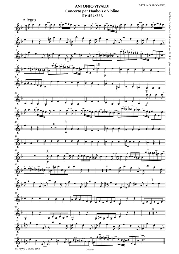 RV 454 / RV 236 Concerto per Haubois ò Violino in re minore "Il Cimento dell´Armonia e dell´Invenzione" opera ottava N.IX