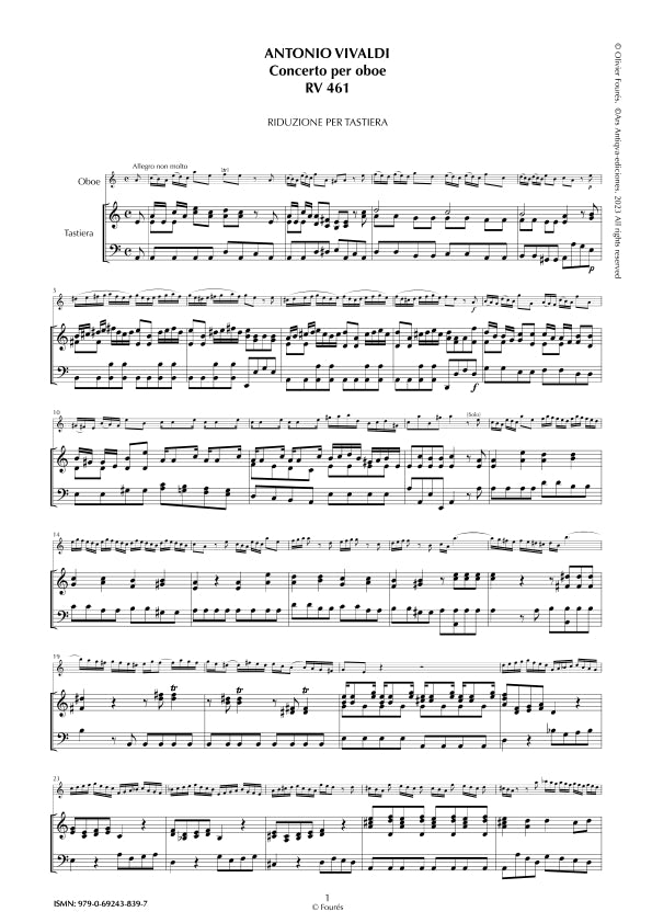 RV 461 Concerto per Oboe in la minore