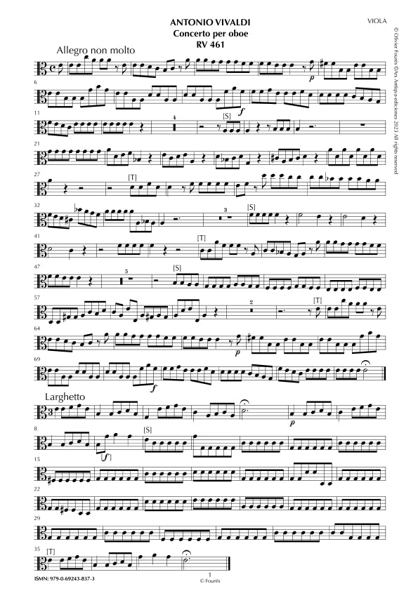 RV 461 Concerto per Oboe in la minore