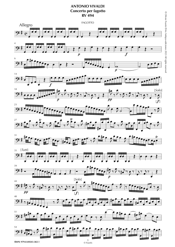 RV 494 Concerto per Fagotto in Sol maggiore
