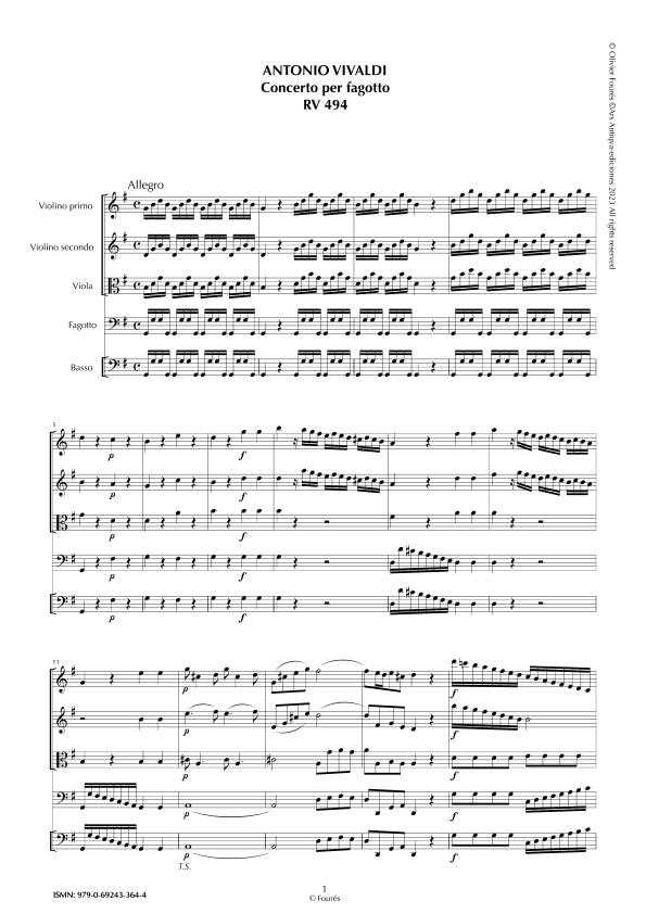 RV 494 Concerto per Fagotto in Sol maggiore