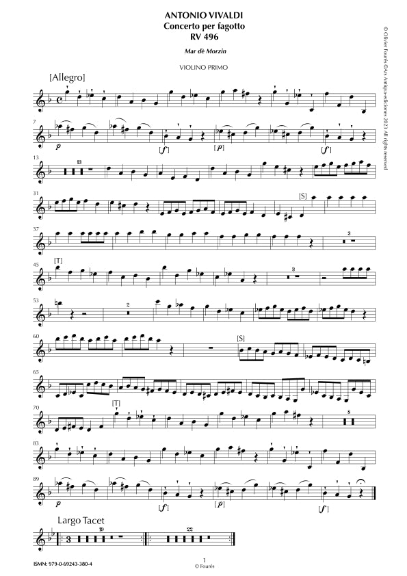 RV 496 Concerto per Fagotto in sol minore "Ma: de Morzin"