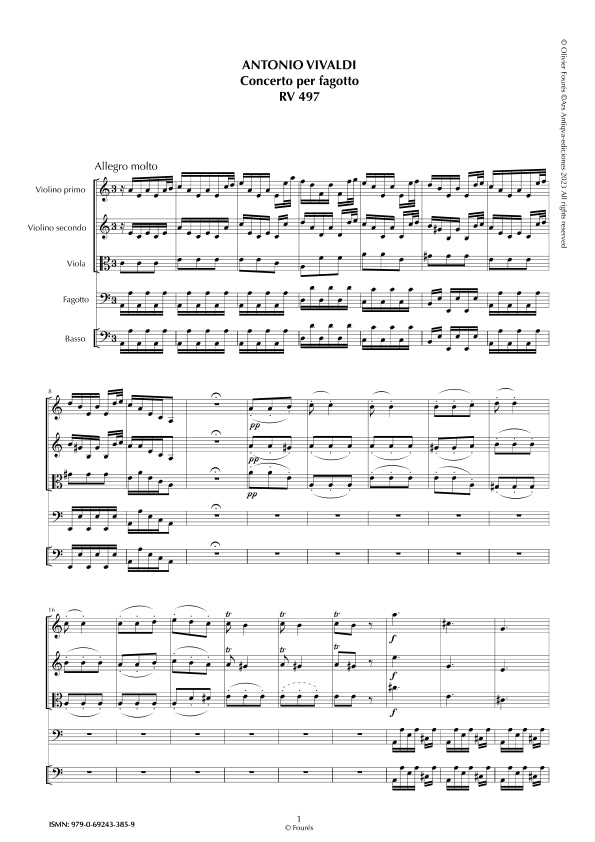 RV 497 Concerto per Fagotto in la minore