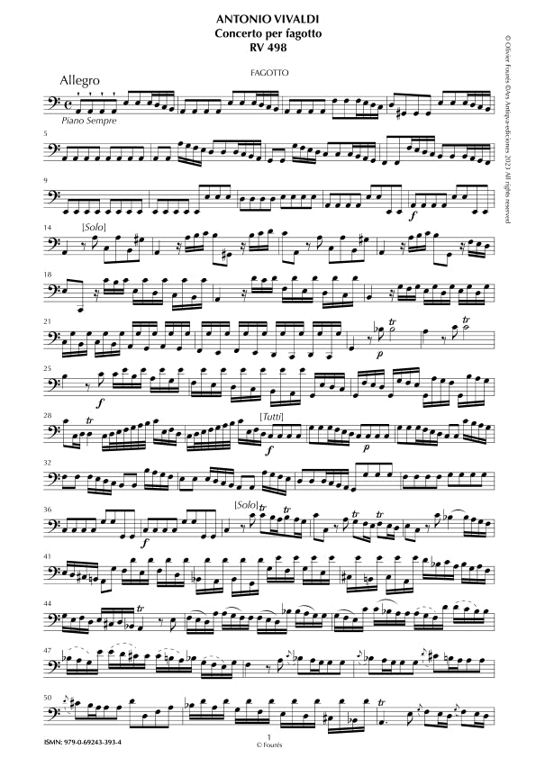 RV 498 Concerto per Fagotto in la minore