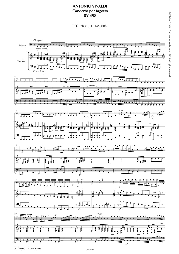 RV 498 Concerto per Fagotto in la minore