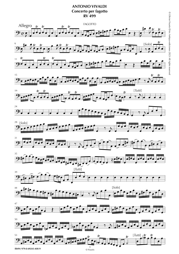 RV 499 Concerto per Fagotto in la minore