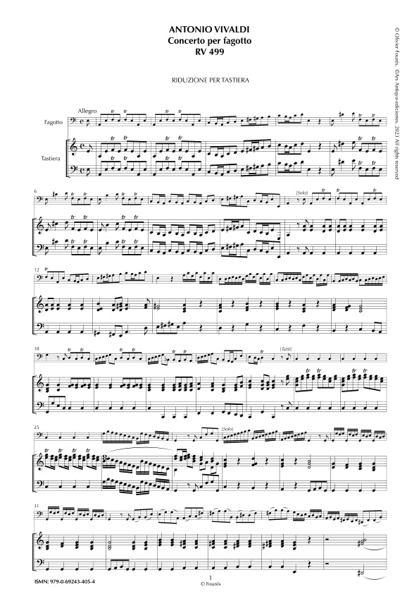 RV 499 Concerto per Fagotto in la minore