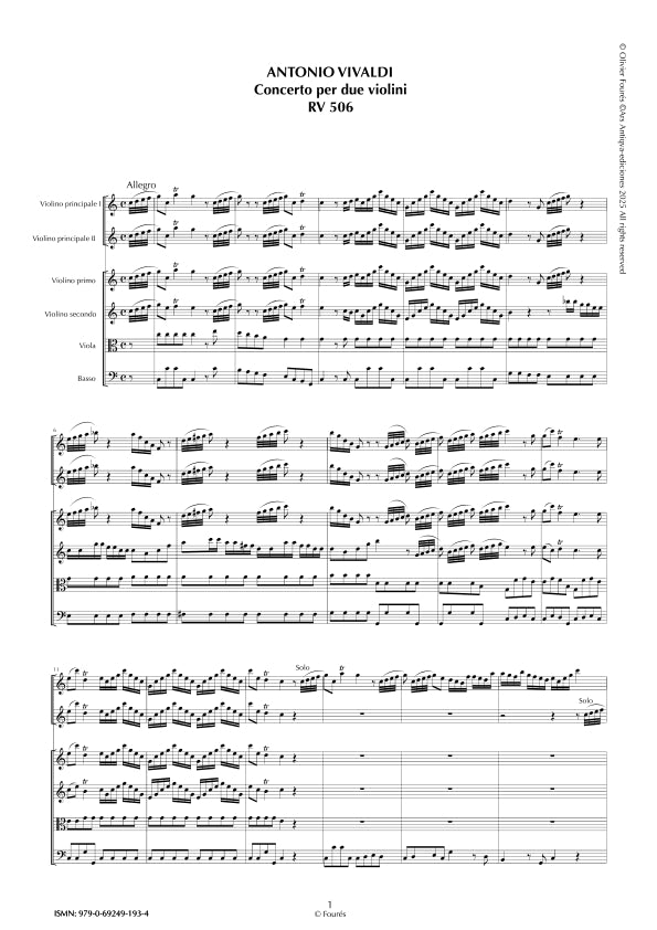 RV 506 Concerto per 2 Violini in Do maggiore