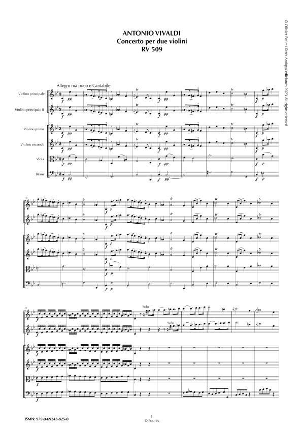 RV 509 Concerto per 2 Violini in do minore