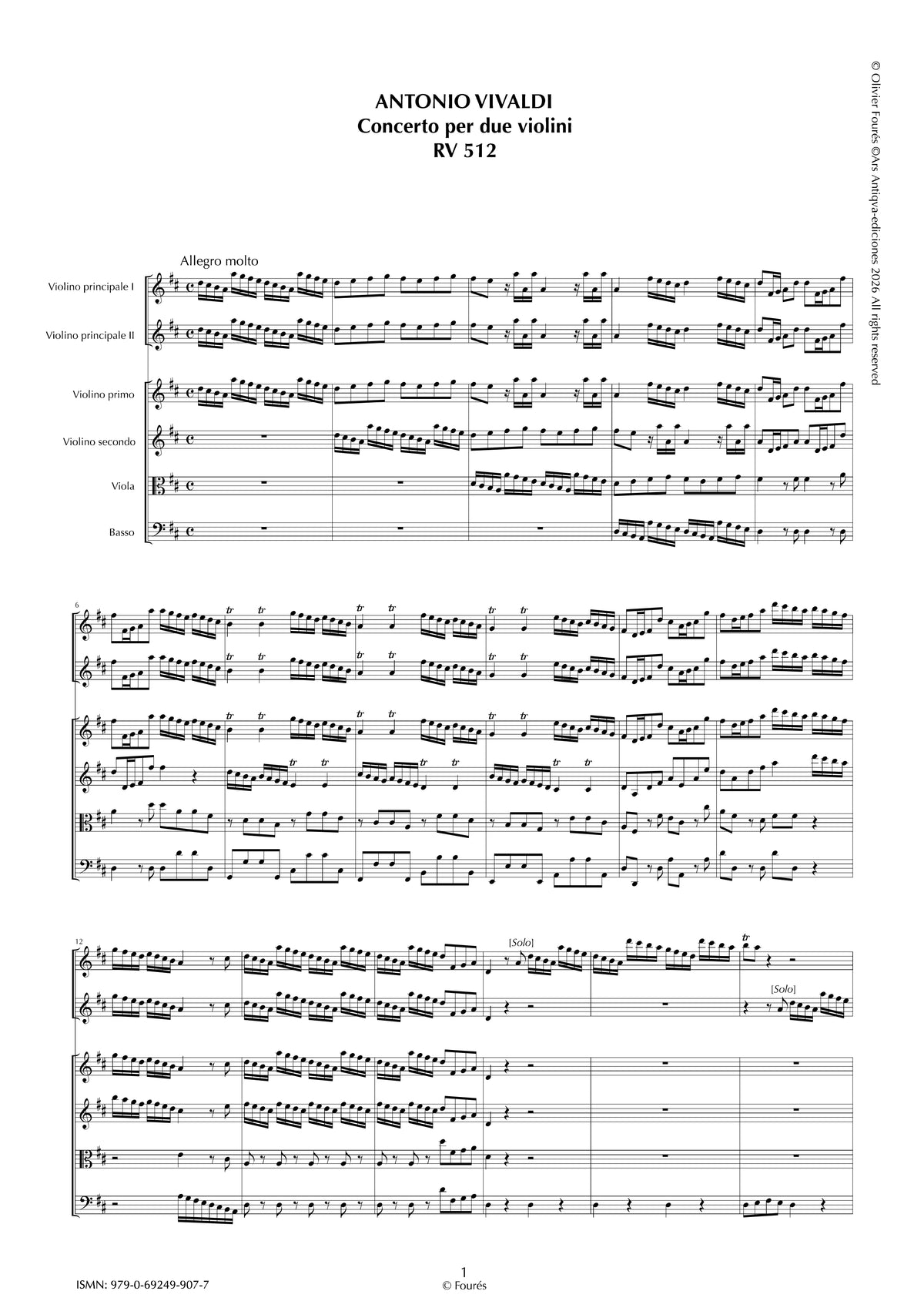 RV 512 Concerto per 2 Violini in Re maggiore