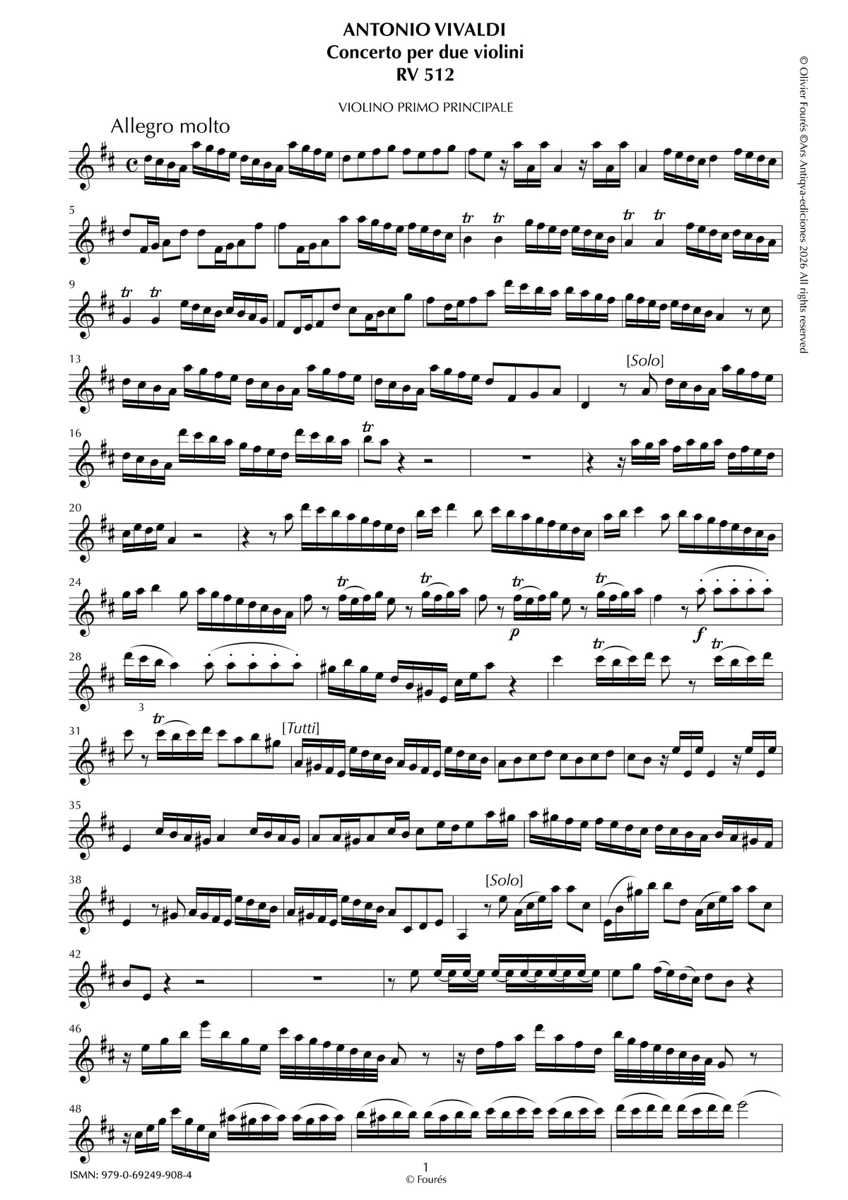 RV 512 Concerto per 2 Violini in Re maggiore
