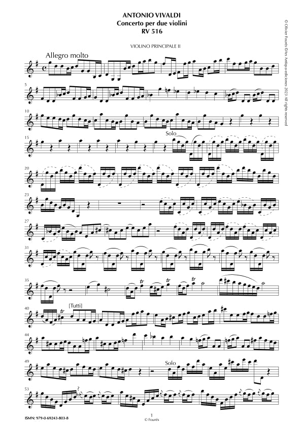 RV 516 Concerto per 2 Violini in Sol maggiore