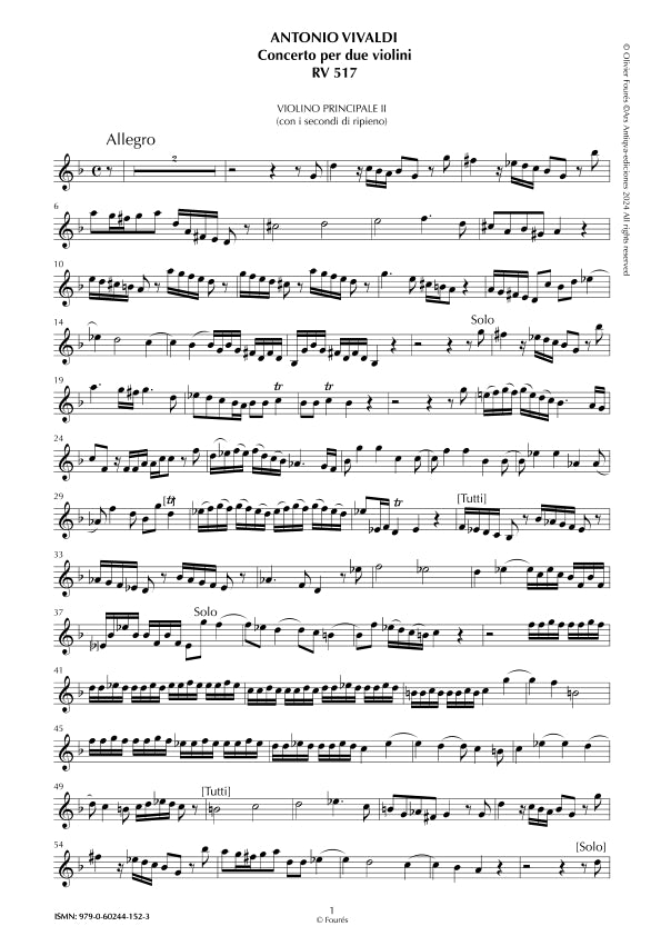 RV 517 Concerto per 2 Violini in sol minore