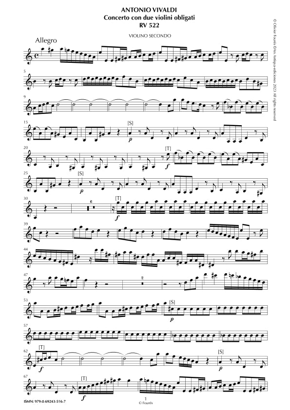 RV 522 Concerto per 2 Violini in la minore "L´Estro Armonico" opera terza n.VIII