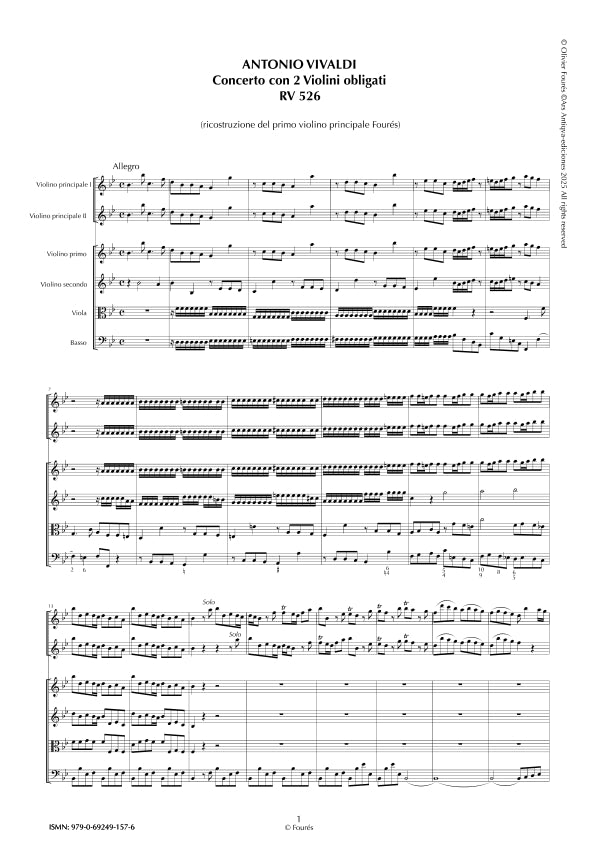 RV 526 Concerto per 2 Violini in Si-b maggiore