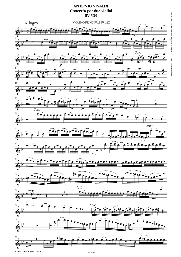 RV 530 Concerto per 2 Violini in Si-b maggiore. "La Cetra" Opera nona n.IX