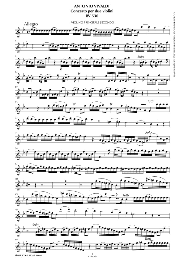 RV 530 Concerto per 2 Violini in Si-b maggiore. "La Cetra" Opera nona n.IX