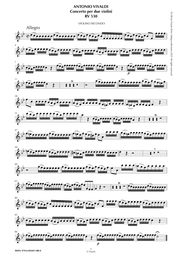 RV 530 Concerto per 2 Violini in Si-b maggiore. "La Cetra" Opera nona n.IX