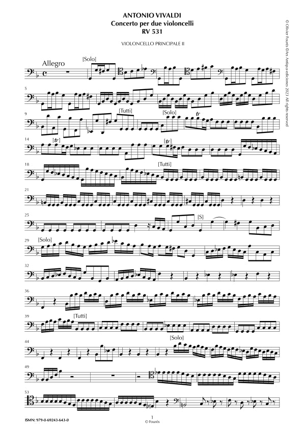 RV 531 Concerto per 2 Violoncelli in sol minore