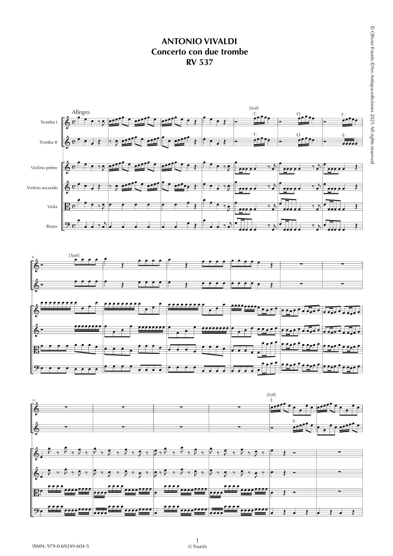 RV 537 Concerto per 2 Trombe in Do maggiore