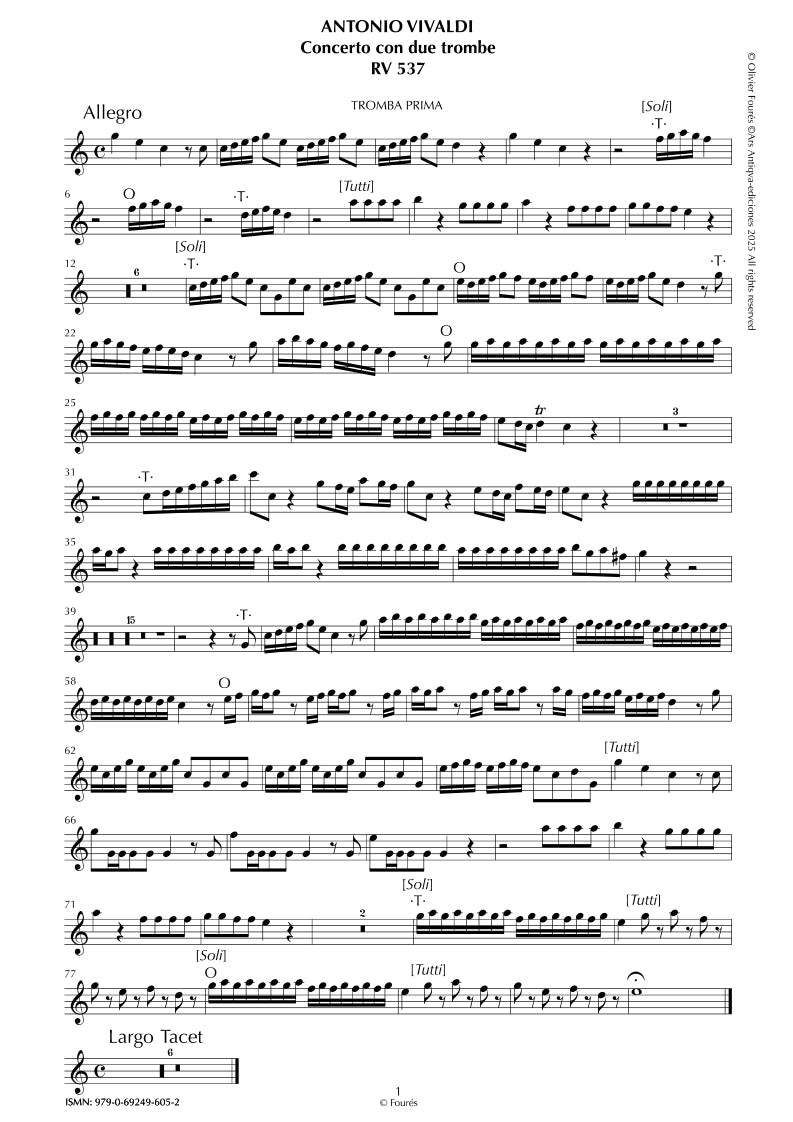 RV 537 Concerto per 2 Trombe in Do maggiore