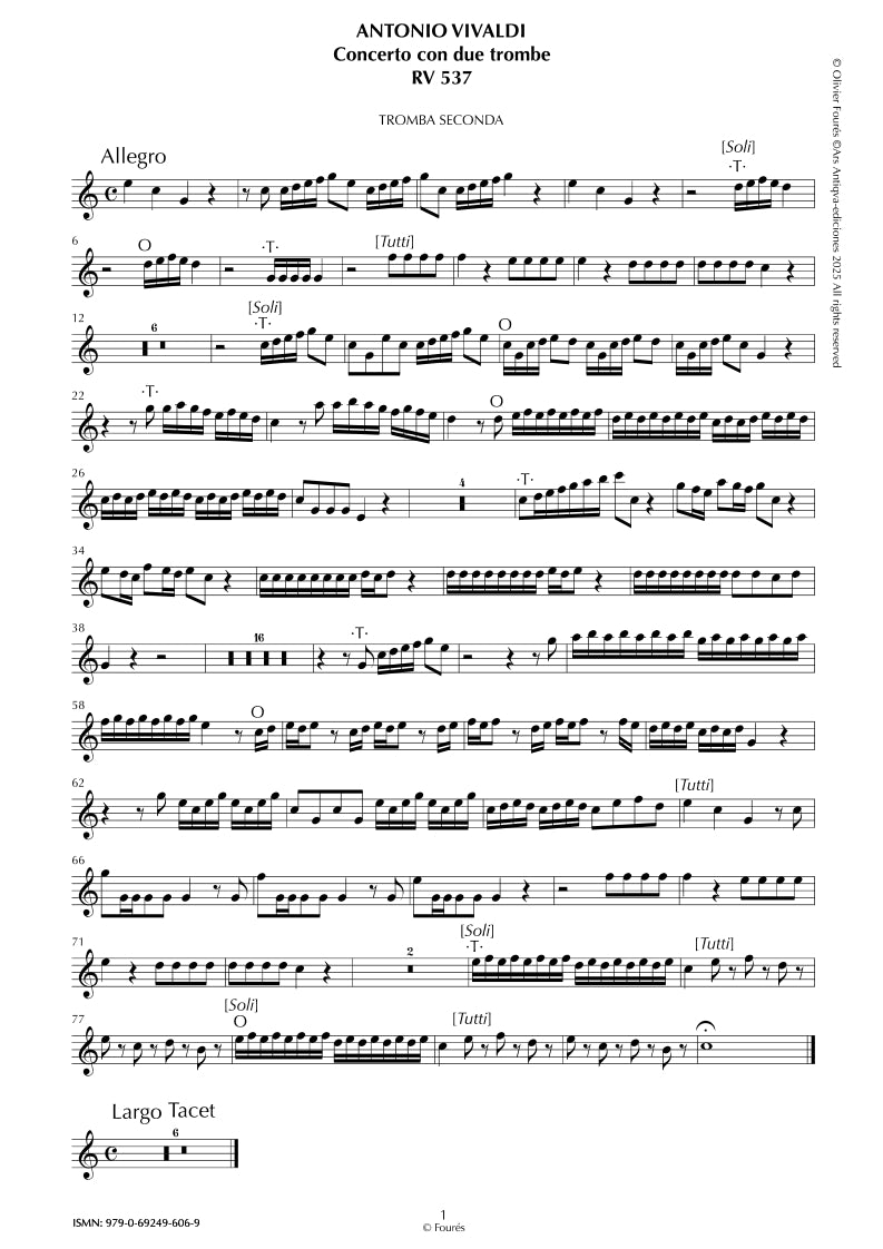 RV 537 Concerto per 2 Trombe in Do maggiore