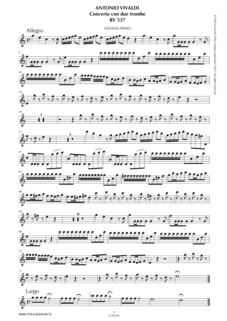 RV 537 Concerto per 2 Trombe in Do maggiore