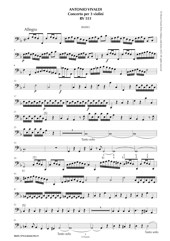 RV 551 Concerto per 3 Violini in Fa maggiore