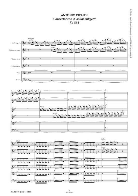 RV 553 Concerto per 4 Violini in Si-b maggiore
