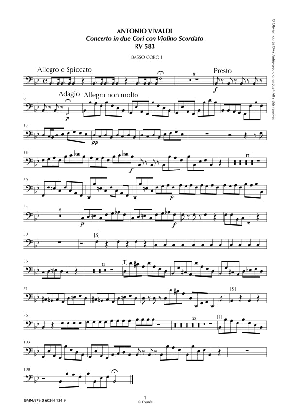 RV 583 Concerto per Violino in SI-b maggiore -in 2 cori con Violino scordato-