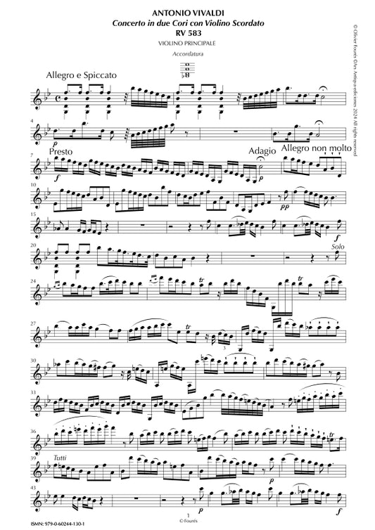 RV 583 Concerto per Violino in SI-b maggiore -in 2 cori con Violino scordato-