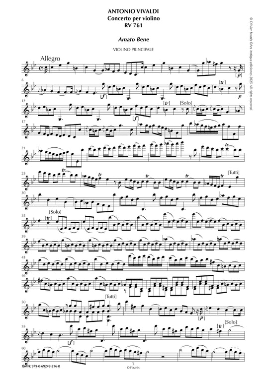RV 761 Concerto per Violino in do minore -AMATO BENE-