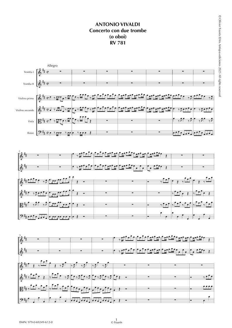 RV 781 Concerto per 2 Trombe (o Oboi) in Re maggiore