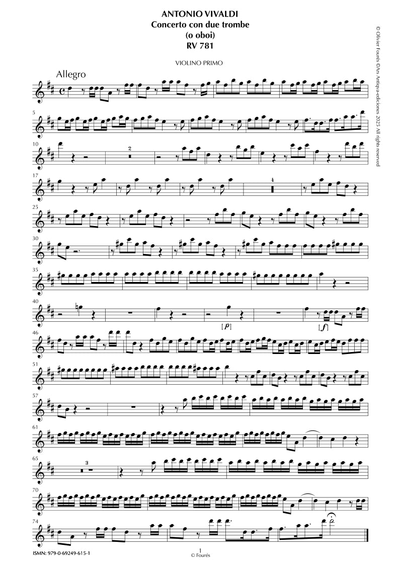 RV 781 Concerto per 2 Trombe (o Oboi) in Re maggiore
