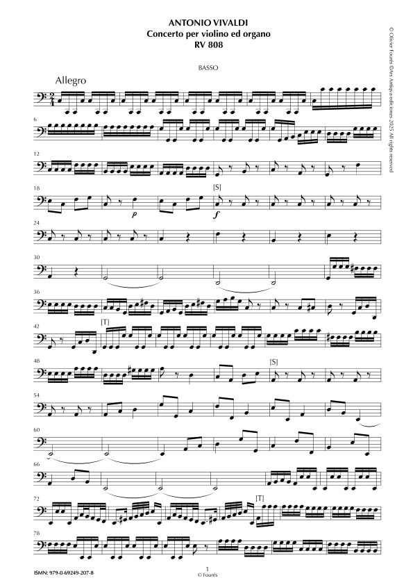 RV 808 Concerto per Violino e Organo in Do maggiore -ricostruzione Olivier Fourés-