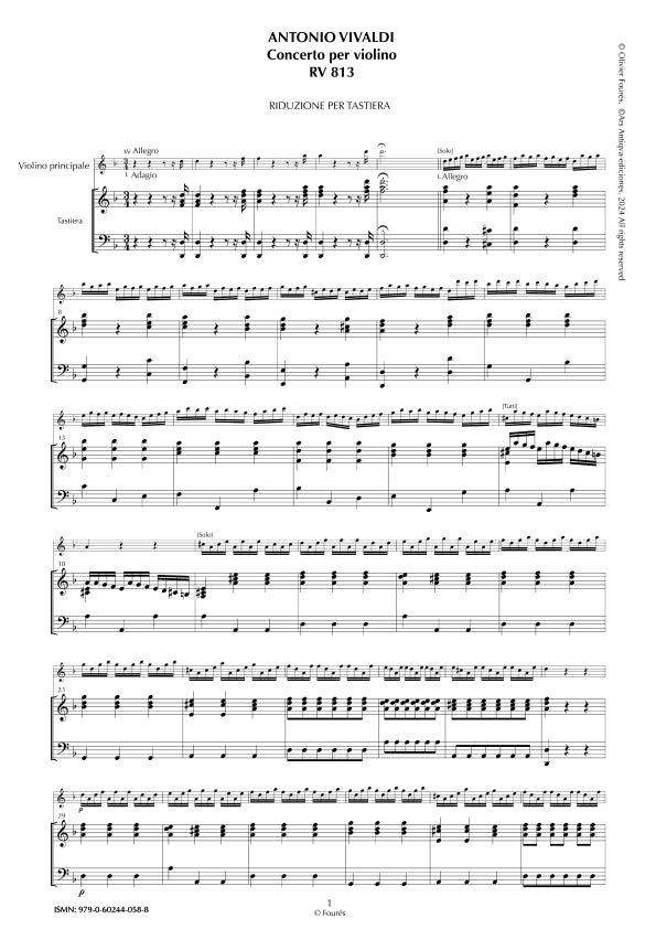 RV 813 Concerto per Violino in re minore