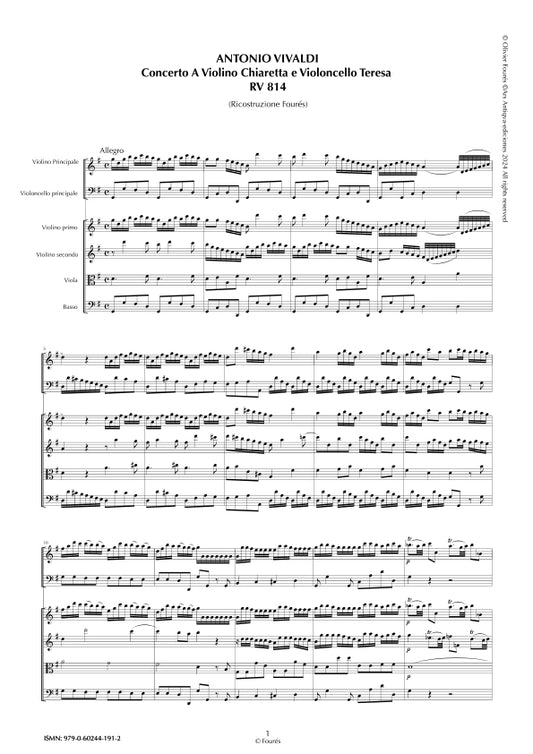 RV 814 Concerto per Violino e Violoncello in Si-b maggiore per Chiareta e Teresa