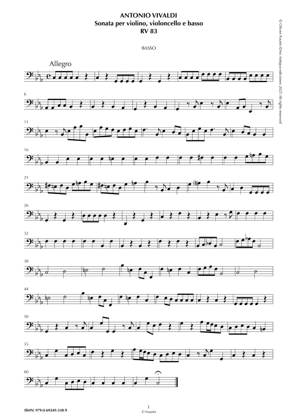 RV 83 Sonata per Violino, Violoncello e Basso in do minore