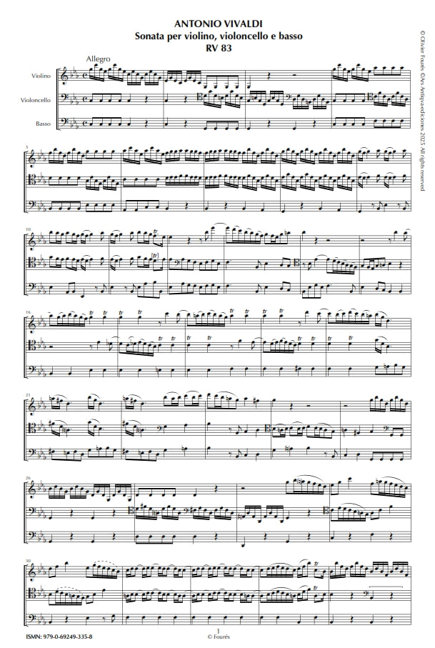 RV 83 Sonata per Violino, Violoncello e Basso in do minore
