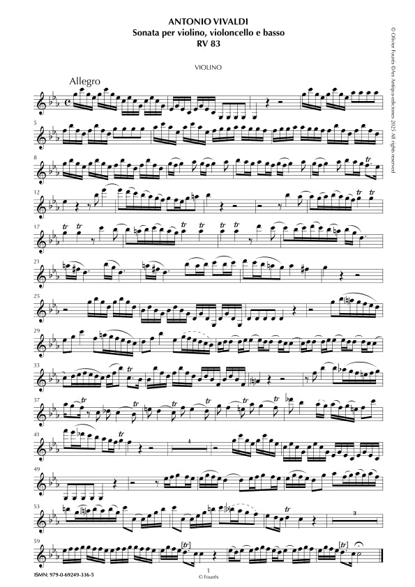 RV 83 Sonata per Violino, Violoncello e Basso in do minore