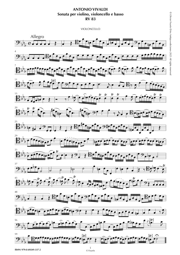 RV 83 Sonata per Violino, Violoncello e Basso in do minore