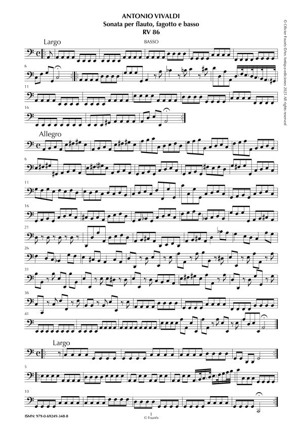 RV 86 Sonata per Flauto, Fagotto e Basso in la minore