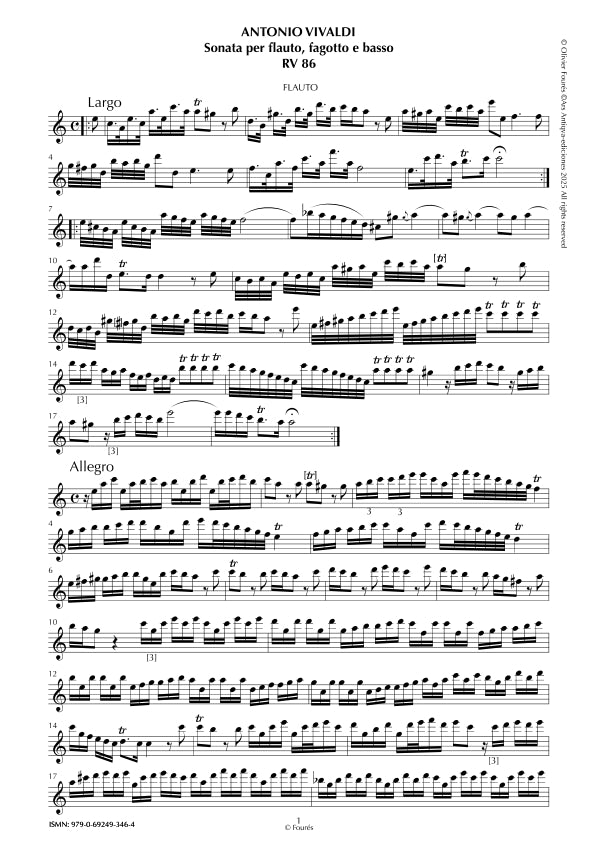 RV 86 Sonata per Flauto, Fagotto e Basso in la minore
