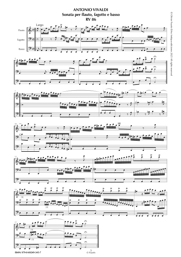 RV 86 Sonata per Flauto, Fagotto e Basso in la minore